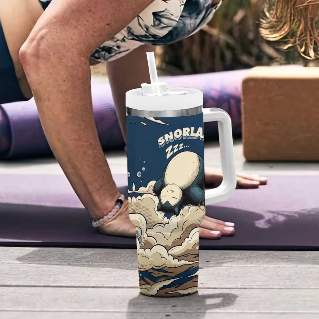 Snorlax Sleeping Cloud Tumbler With Handle Snorlax Zzz... Peace in Every Puff of Sleep