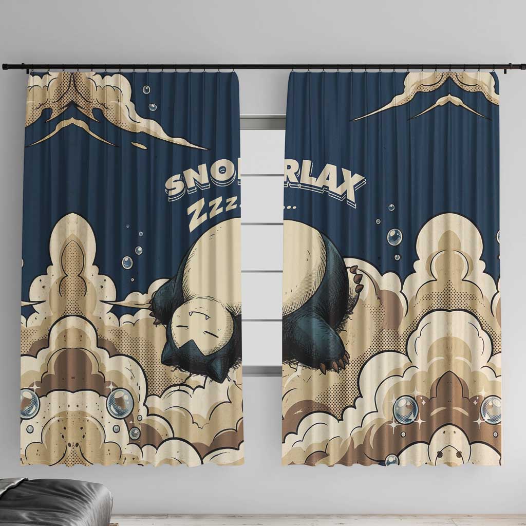 Snorlax Sleeping Cloud Window Curtain Snorlax Zzz... Peace in Every Puff of Sleep