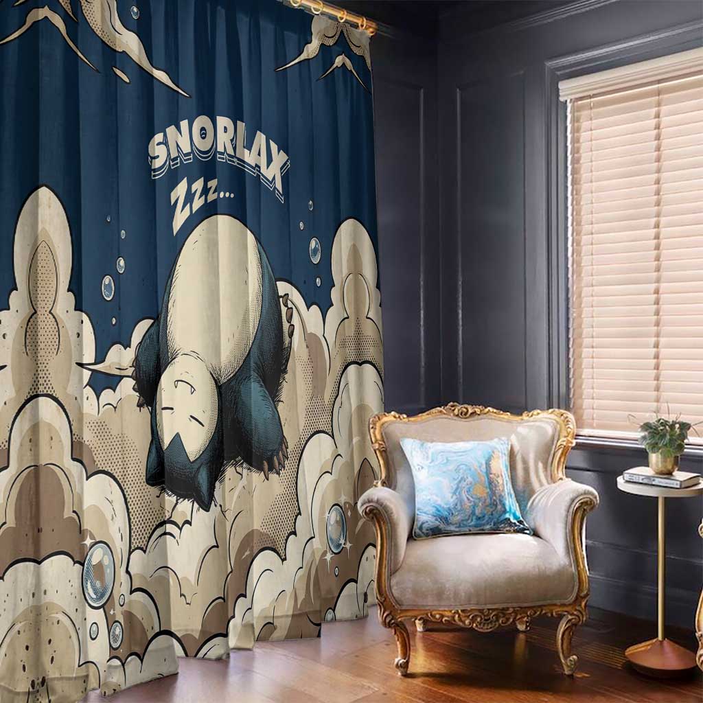 Snorlax Sleeping Cloud Window Curtain Snorlax Zzz... Peace in Every Puff of Sleep