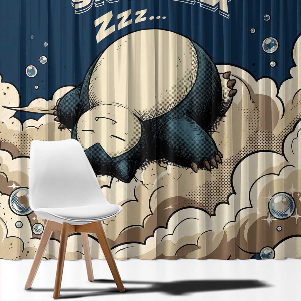 Snorlax Sleeping Cloud Window Curtain Snorlax Zzz... Peace in Every Puff of Sleep