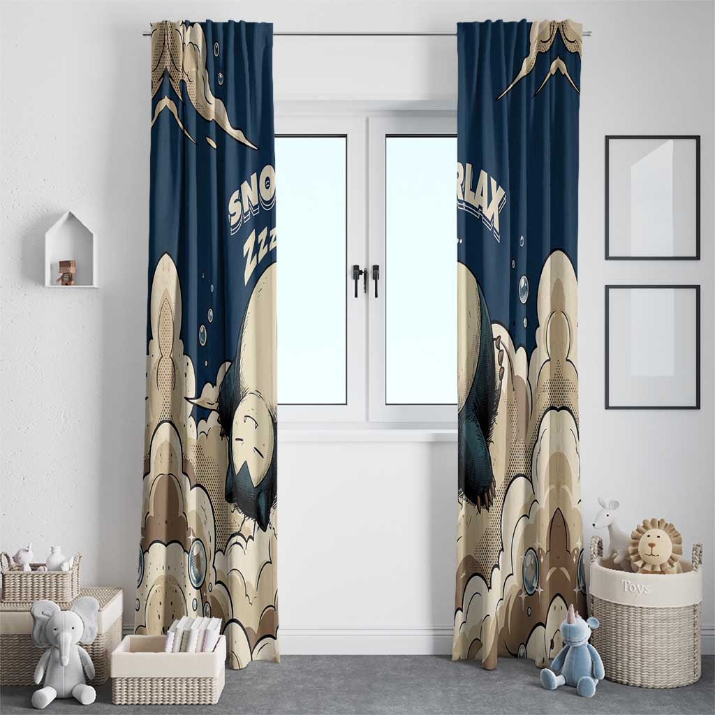 Snorlax Sleeping Cloud Window Curtain Snorlax Zzz... Peace in Every Puff of Sleep