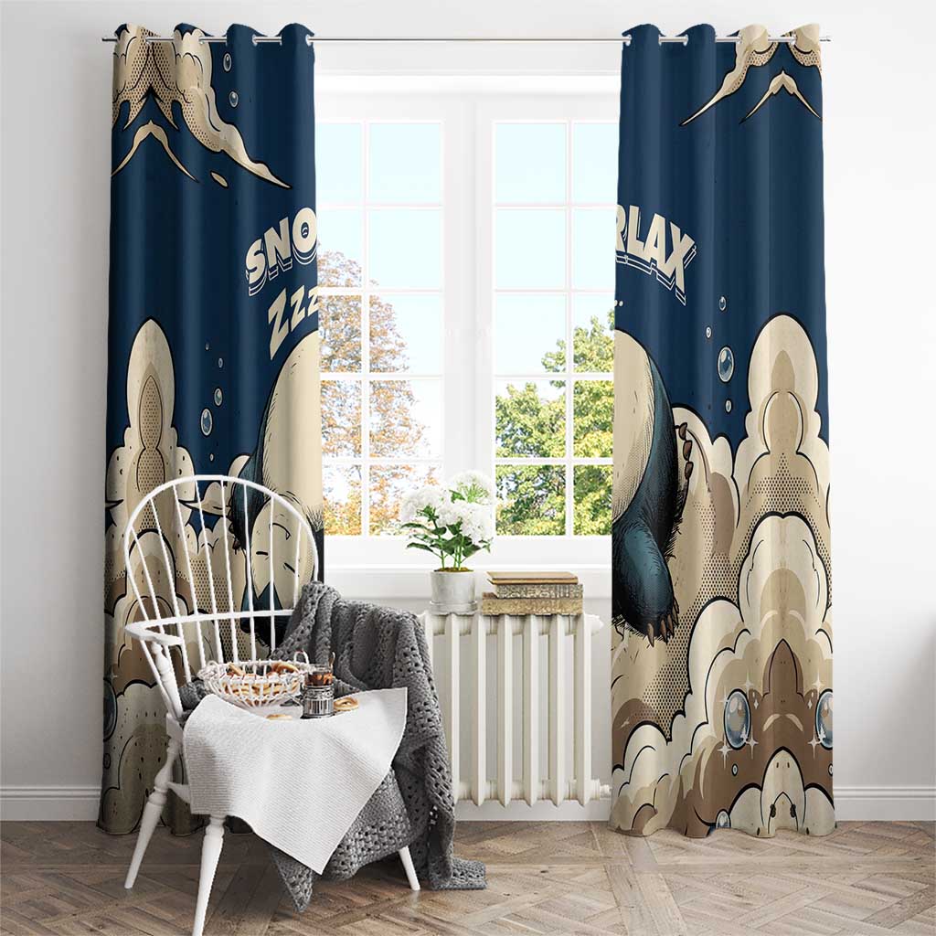 Snorlax Sleeping Cloud Window Curtain Snorlax Zzz... Peace in Every Puff of Sleep