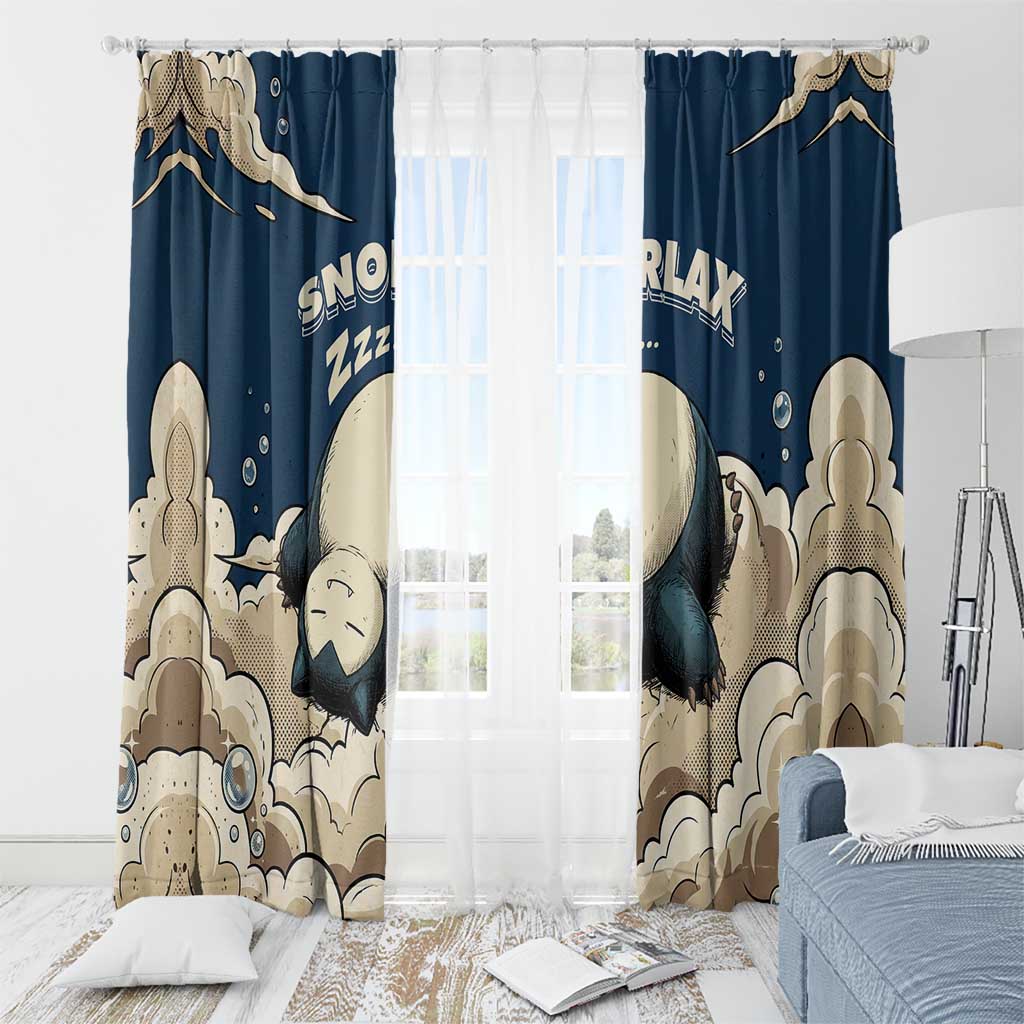 Snorlax Sleeping Cloud Window Curtain Snorlax Zzz... Peace in Every Puff of Sleep