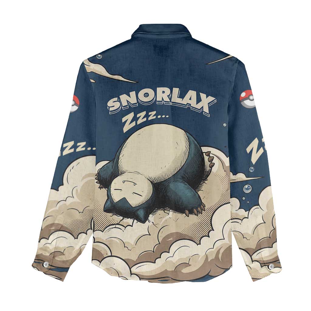 Snorlax Sleeping Cloud Women Casual Shirt Snorlax Zzz... Peace in Every Puff of Sleep