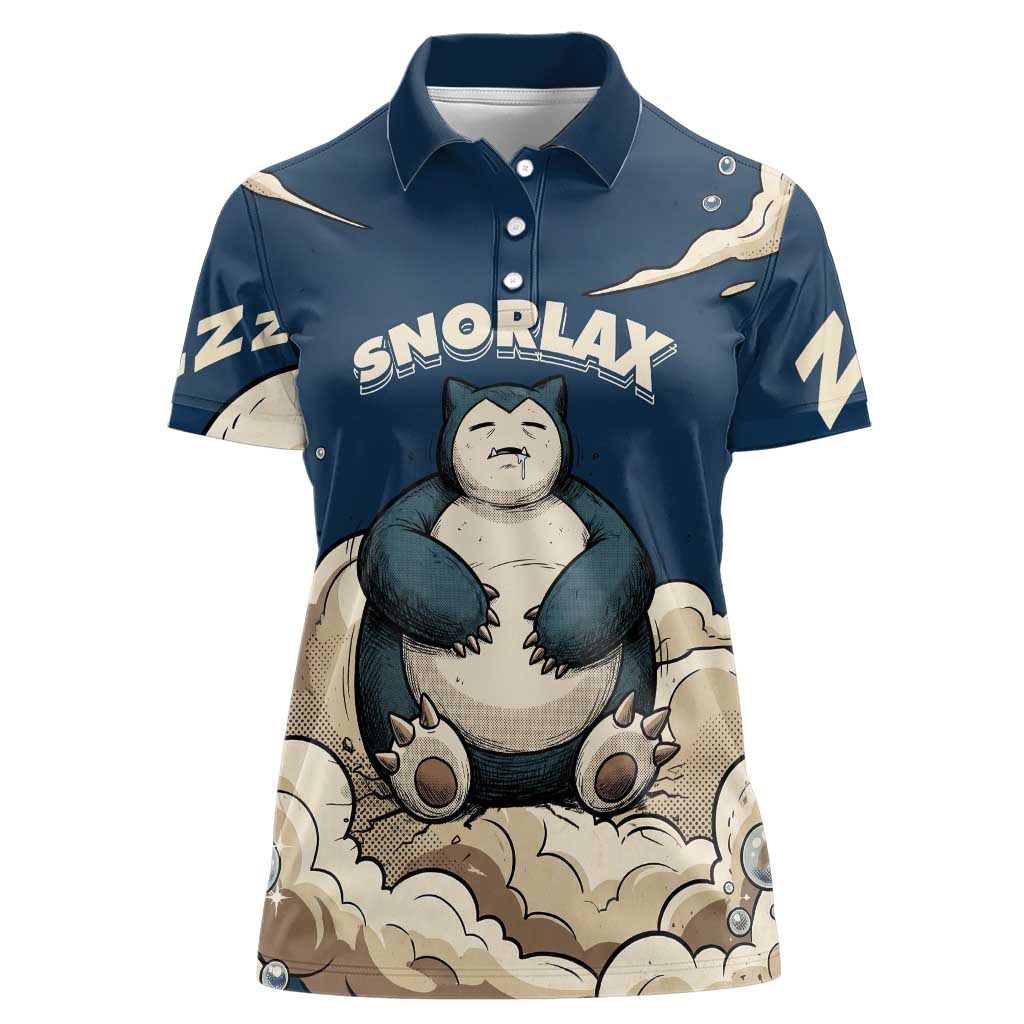 Snorlax Sleeping Cloud Women Polo Shirt Snorlax Zzz... Peace in Every Puff of Sleep