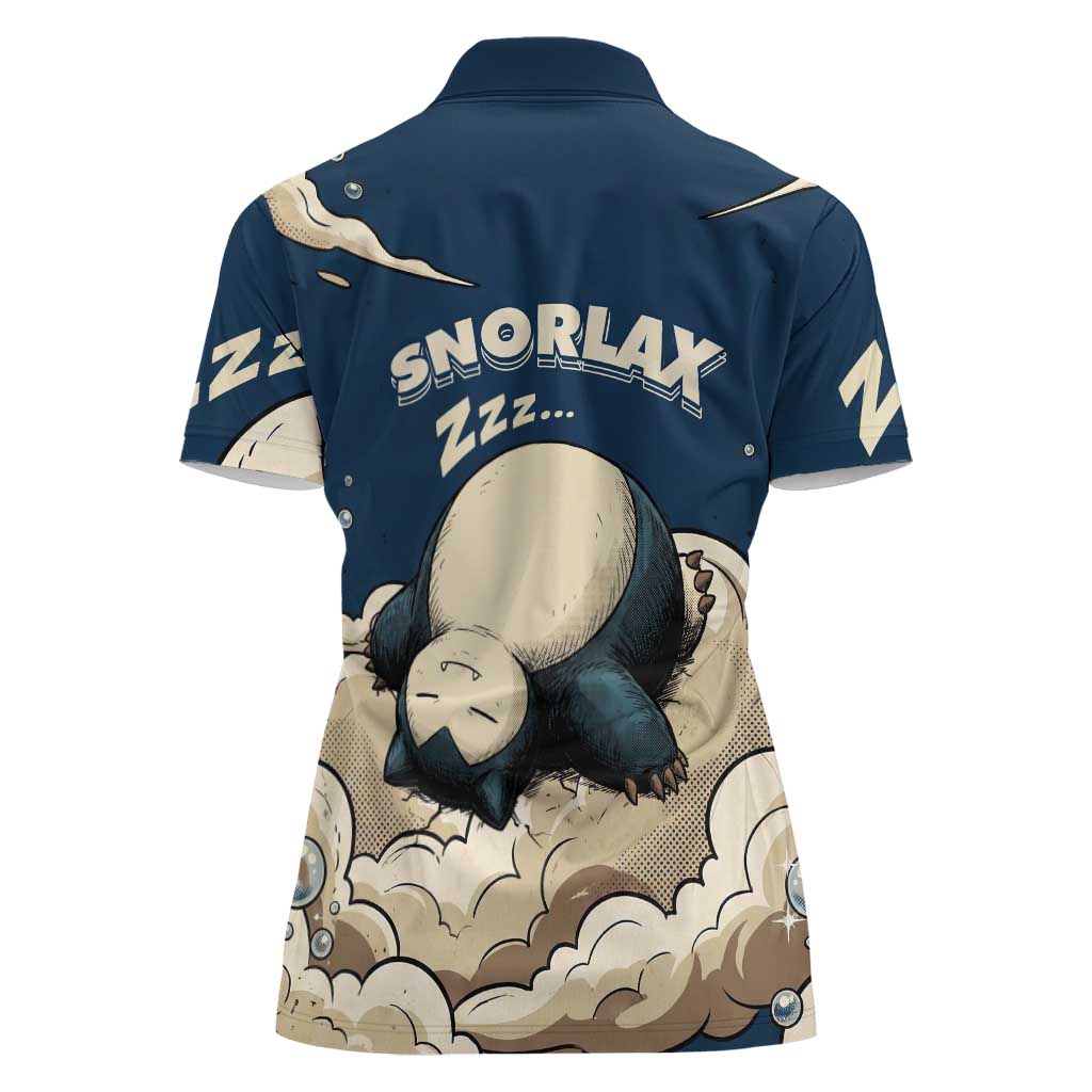 Snorlax Sleeping Cloud Women Polo Shirt Snorlax Zzz... Peace in Every Puff of Sleep