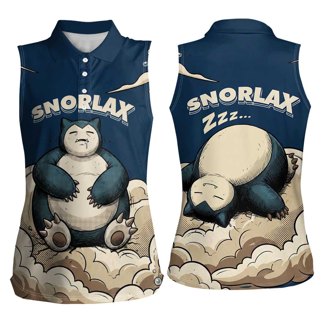 Snorlax Sleeping Cloud Women Sleeveless Polo Shirt Snorlax Zzz... Peace in Every Puff of Sleep