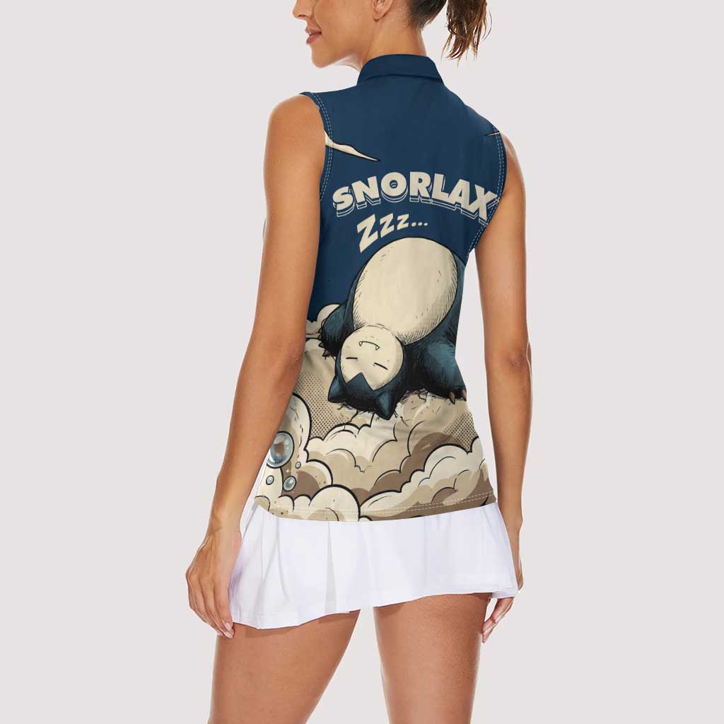 Snorlax Sleeping Cloud Women Sleeveless Polo Shirt Snorlax Zzz... Peace in Every Puff of Sleep