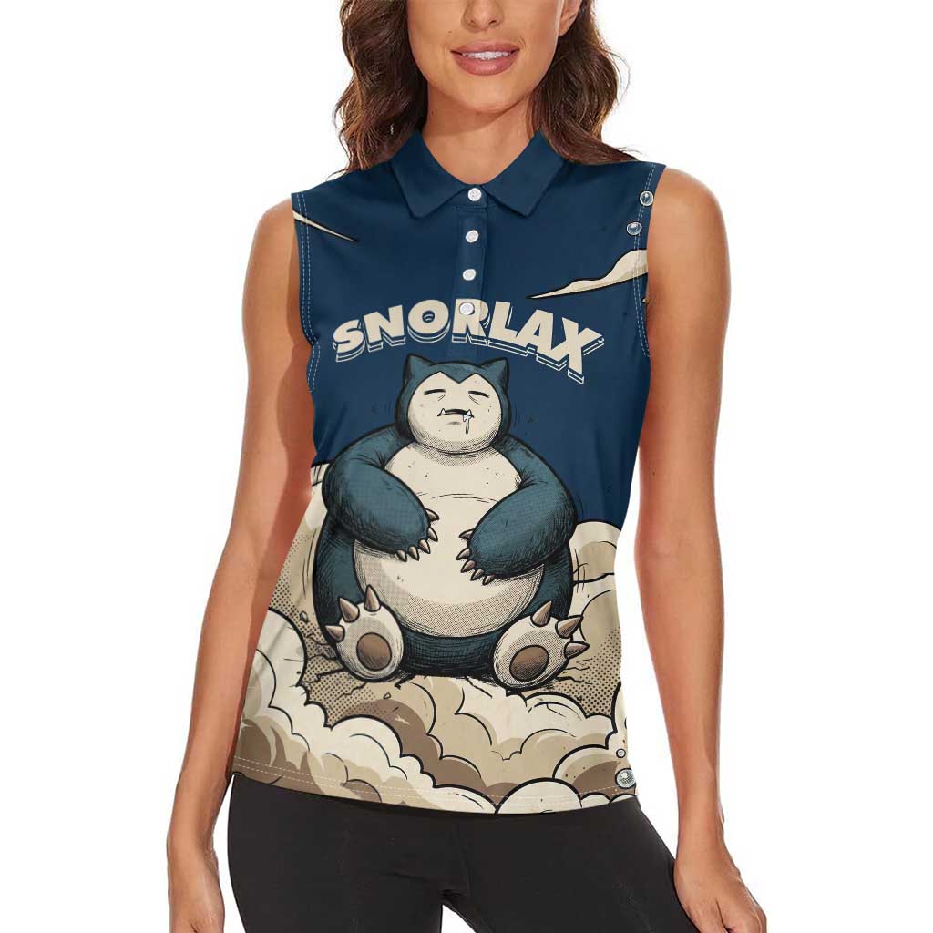 Snorlax Sleeping Cloud Women Sleeveless Polo Shirt Snorlax Zzz... Peace in Every Puff of Sleep