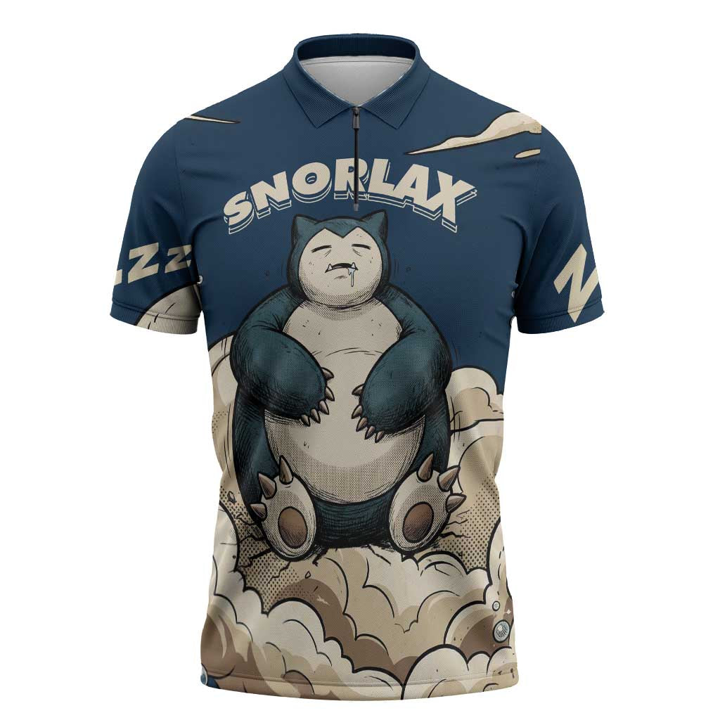Snorlax Sleeping Cloud Zipper Polo Shirt Snorlax Zzz... Peace in Every Puff of Sleep