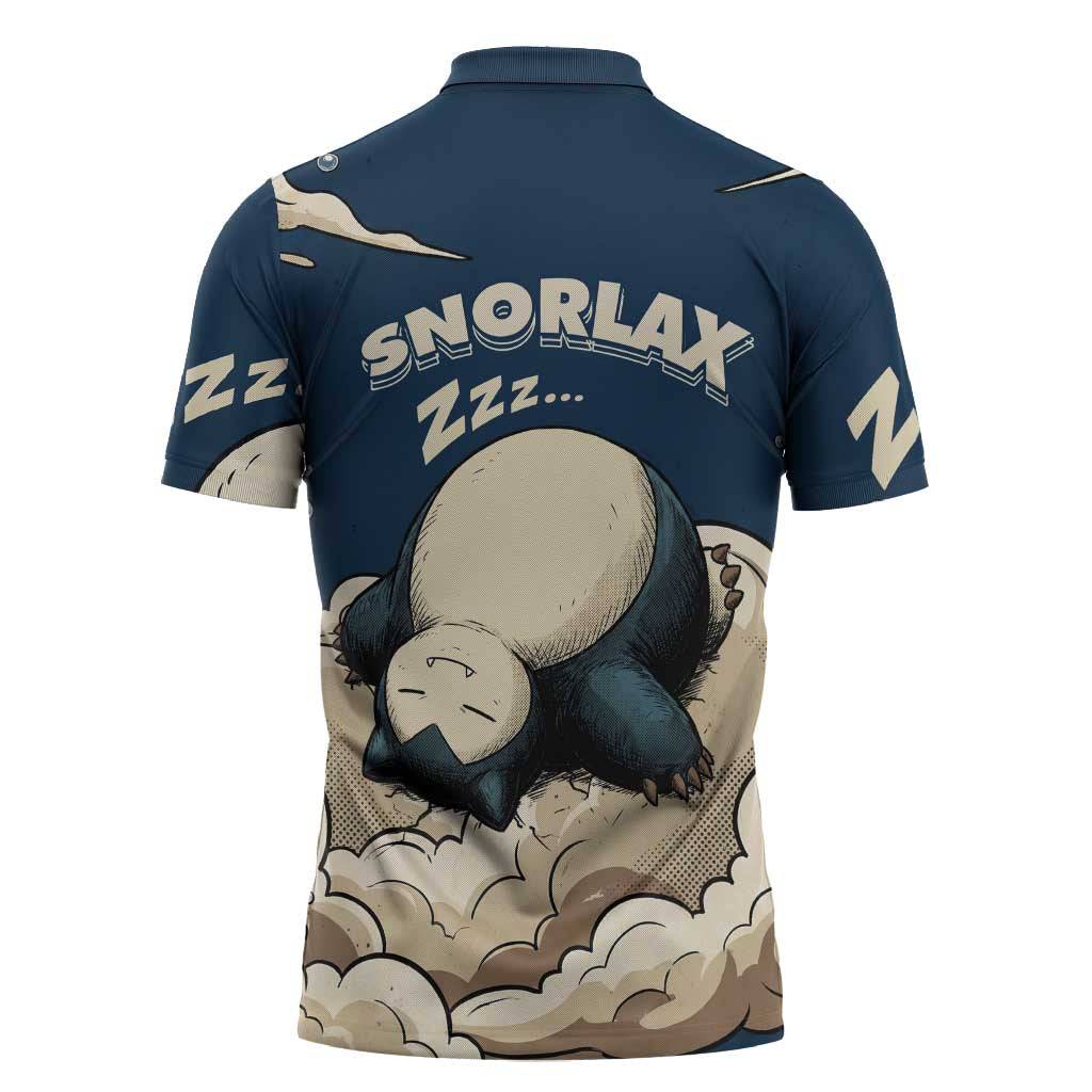 Snorlax Sleeping Cloud Zipper Polo Shirt Snorlax Zzz... Peace in Every Puff of Sleep