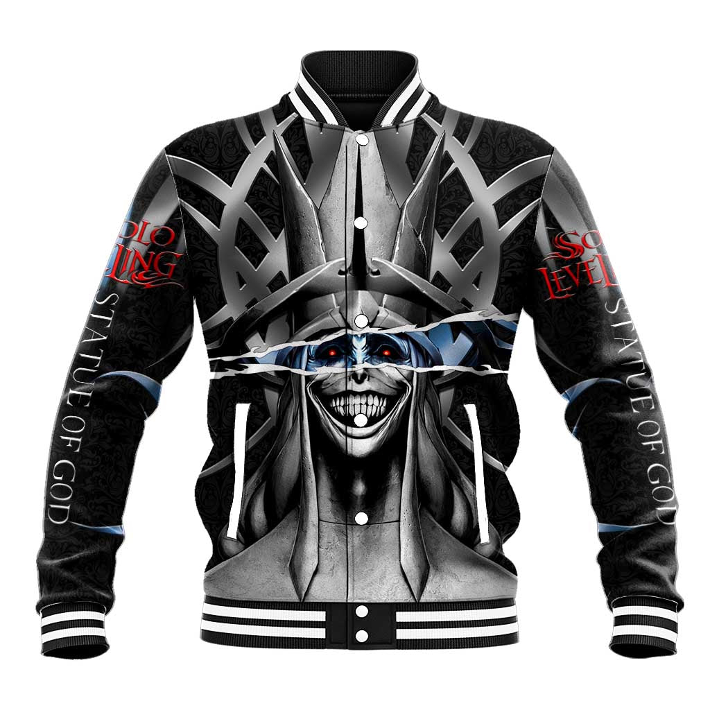 Statue of God Solo Leveling Baseball Jacket Dark Surreal Gothic Style