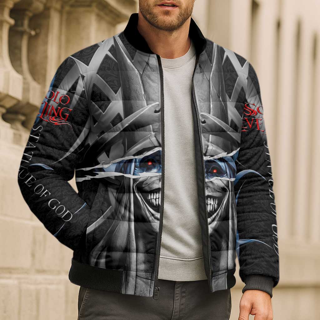 Statue of God Solo Leveling Bomber Puffer Jacket Dark Surreal Gothic Style