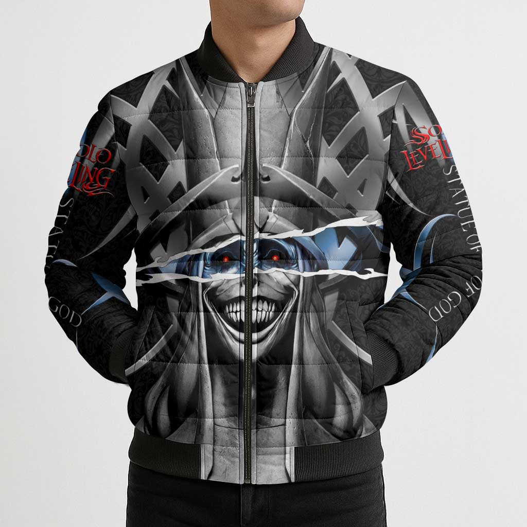Statue of God Solo Leveling Bomber Puffer Jacket Dark Surreal Gothic Style