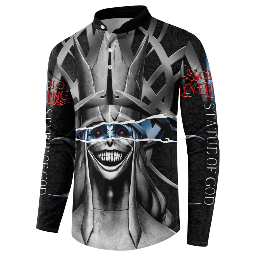 Statue of God Solo Leveling Button Sweatshirt Dark Surreal Gothic Style