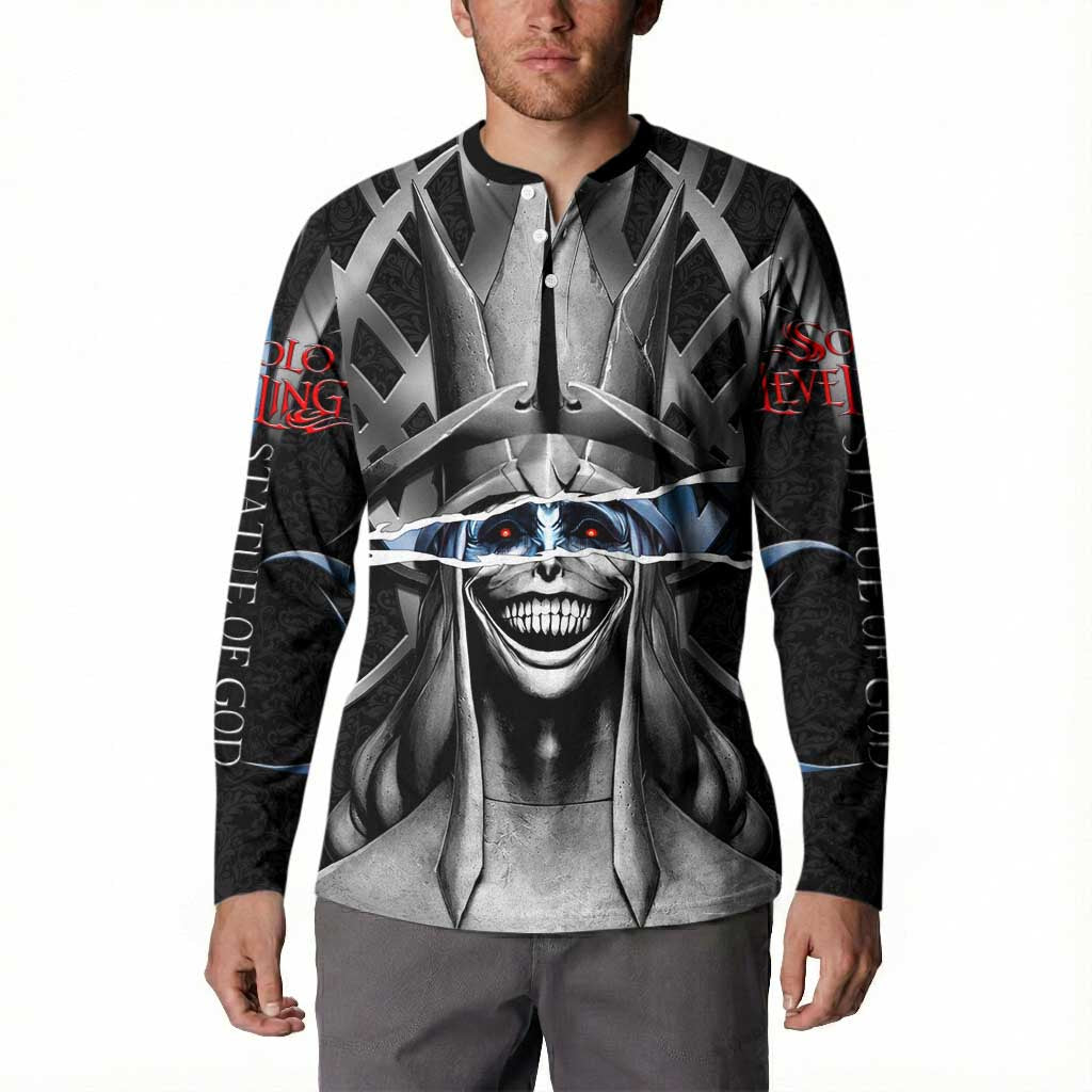 Statue of God Solo Leveling Button Sweatshirt Dark Surreal Gothic Style
