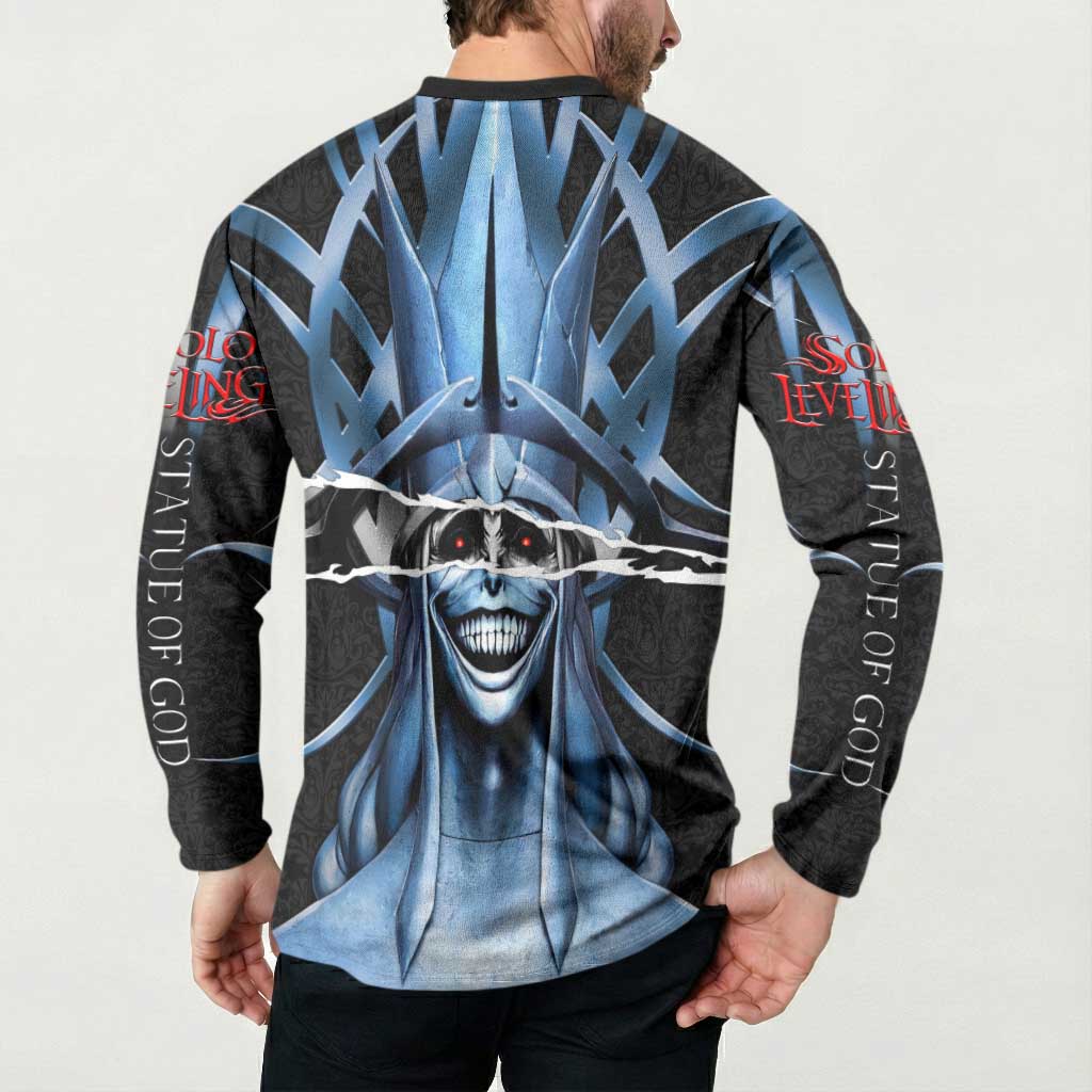 Statue of God Solo Leveling Button Sweatshirt Dark Surreal Gothic Style