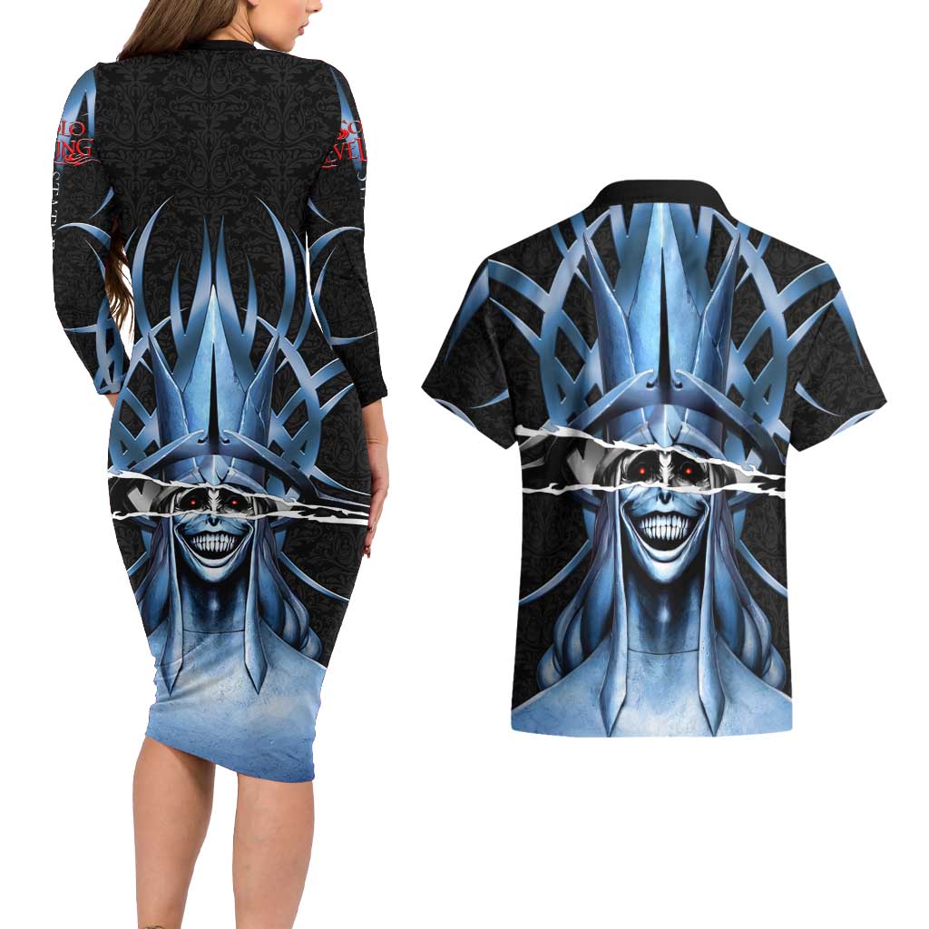 Statue of God Solo Leveling Couples Matching Long Sleeve Bodycon Dress and Hawaiian Shirt Dark Surreal Gothic Style