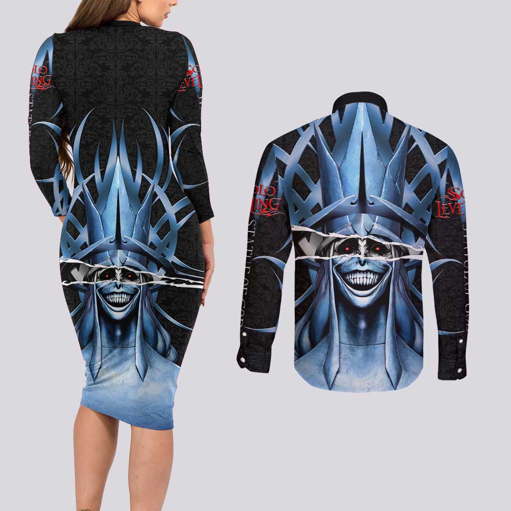 Statue of God Solo Leveling Couples Matching Long Sleeve Bodycon Dress and Long Sleeve Button Shirt Dark Surreal Gothic Style