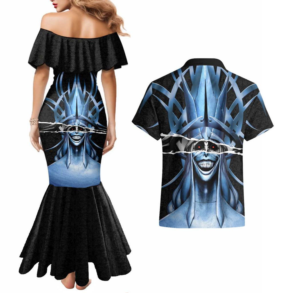 Statue of God Solo Leveling Couples Matching Mermaid Dress and Hawaiian Shirt Dark Surreal Gothic Style
