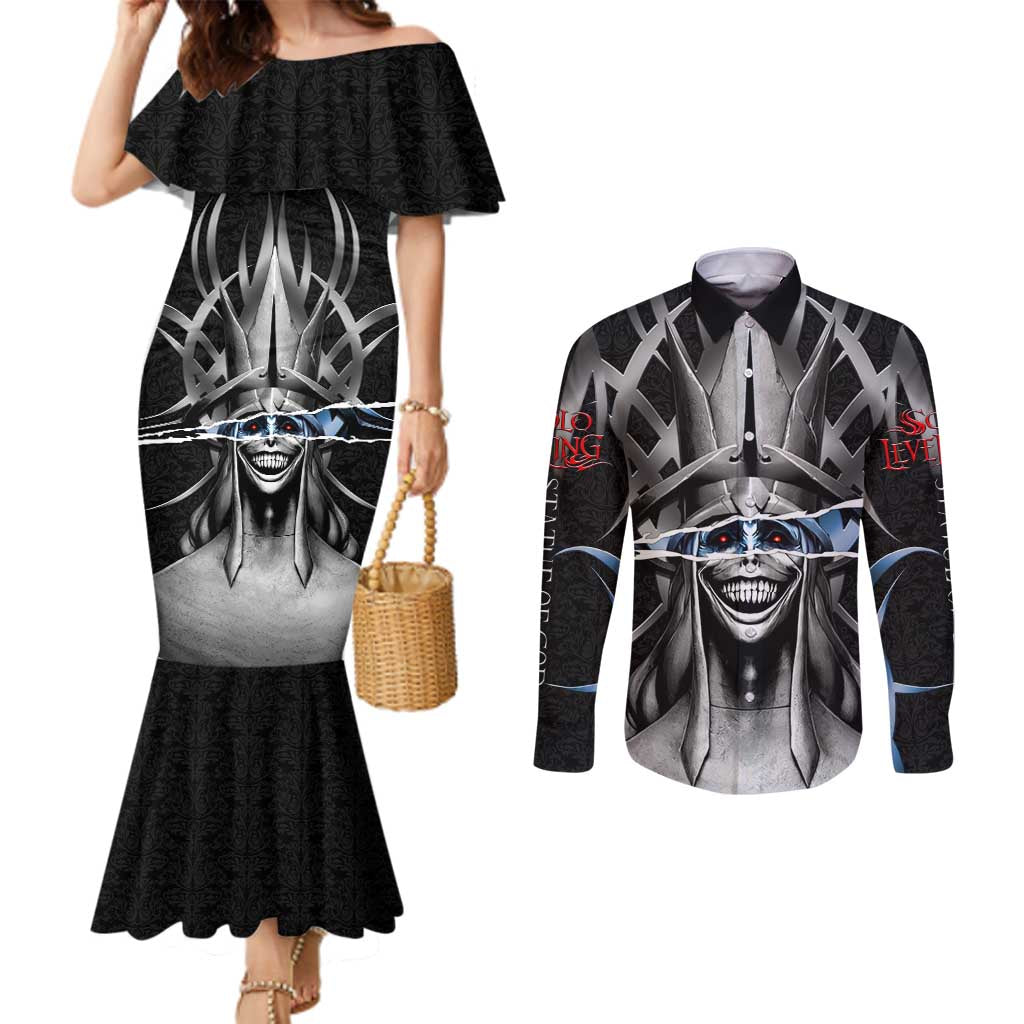 Statue of God Solo Leveling Couples Matching Mermaid Dress and Long Sleeve Button Shirt Dark Surreal Gothic Style