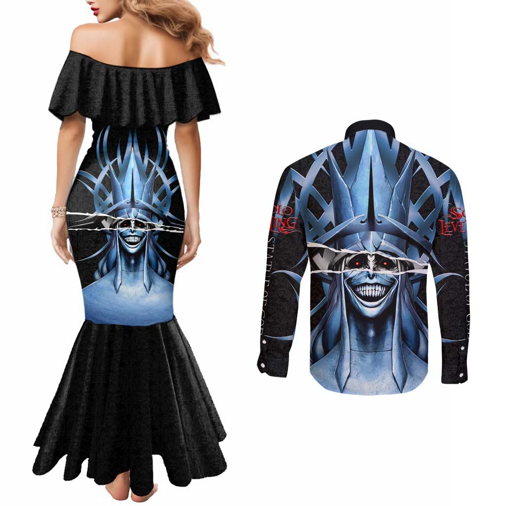 Statue of God Solo Leveling Couples Matching Mermaid Dress and Long Sleeve Button Shirt Dark Surreal Gothic Style