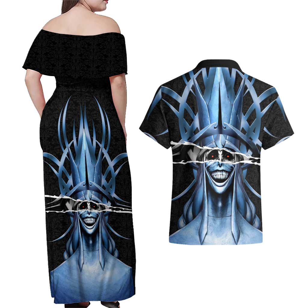 Statue of God Solo Leveling Couples Matching Off Shoulder Maxi Dress and Hawaiian Shirt Dark Surreal Gothic Style
