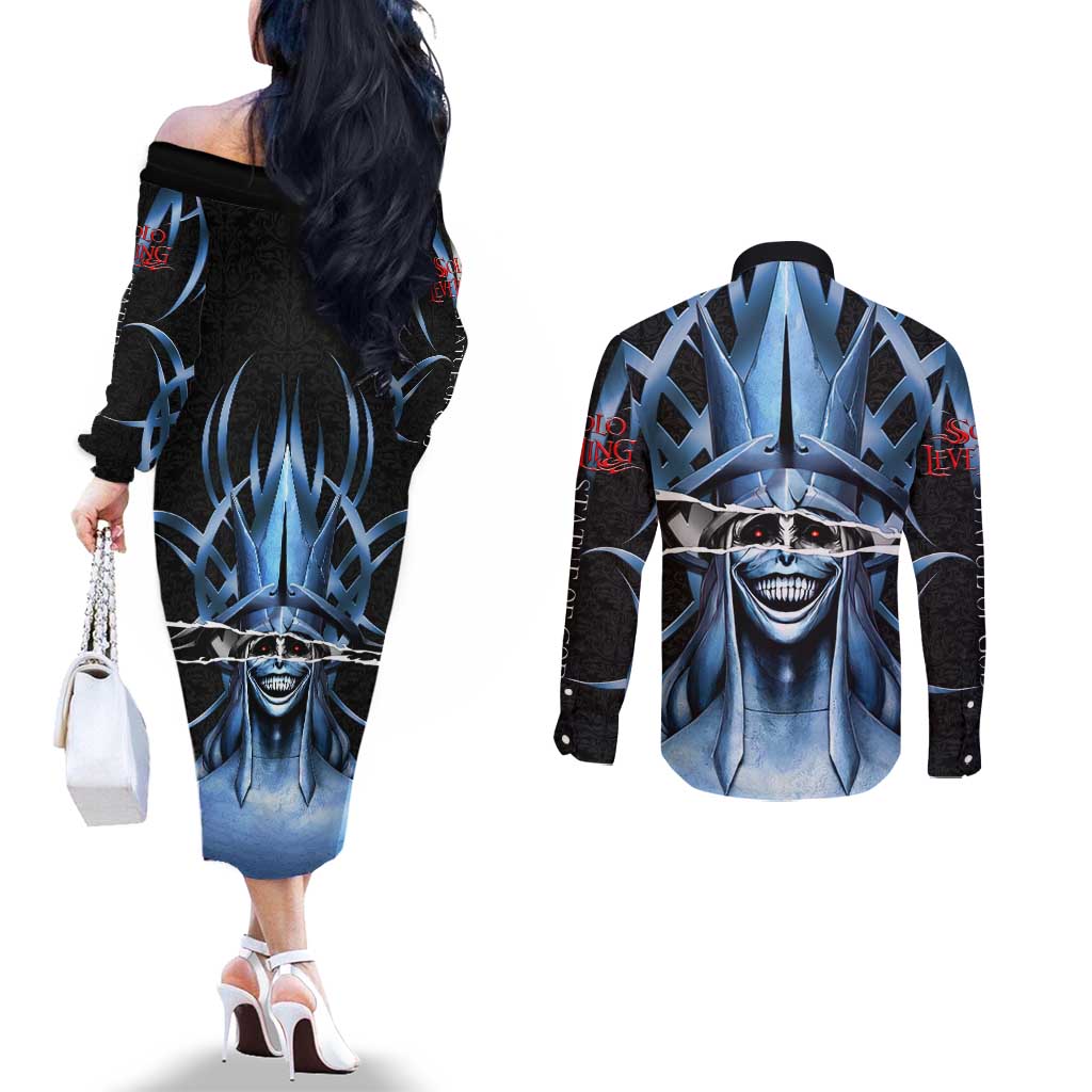 Statue of God Solo Leveling Couples Matching Off The Shoulder Long Sleeve Dress and Long Sleeve Button Shirt Dark Surreal Gothic Style