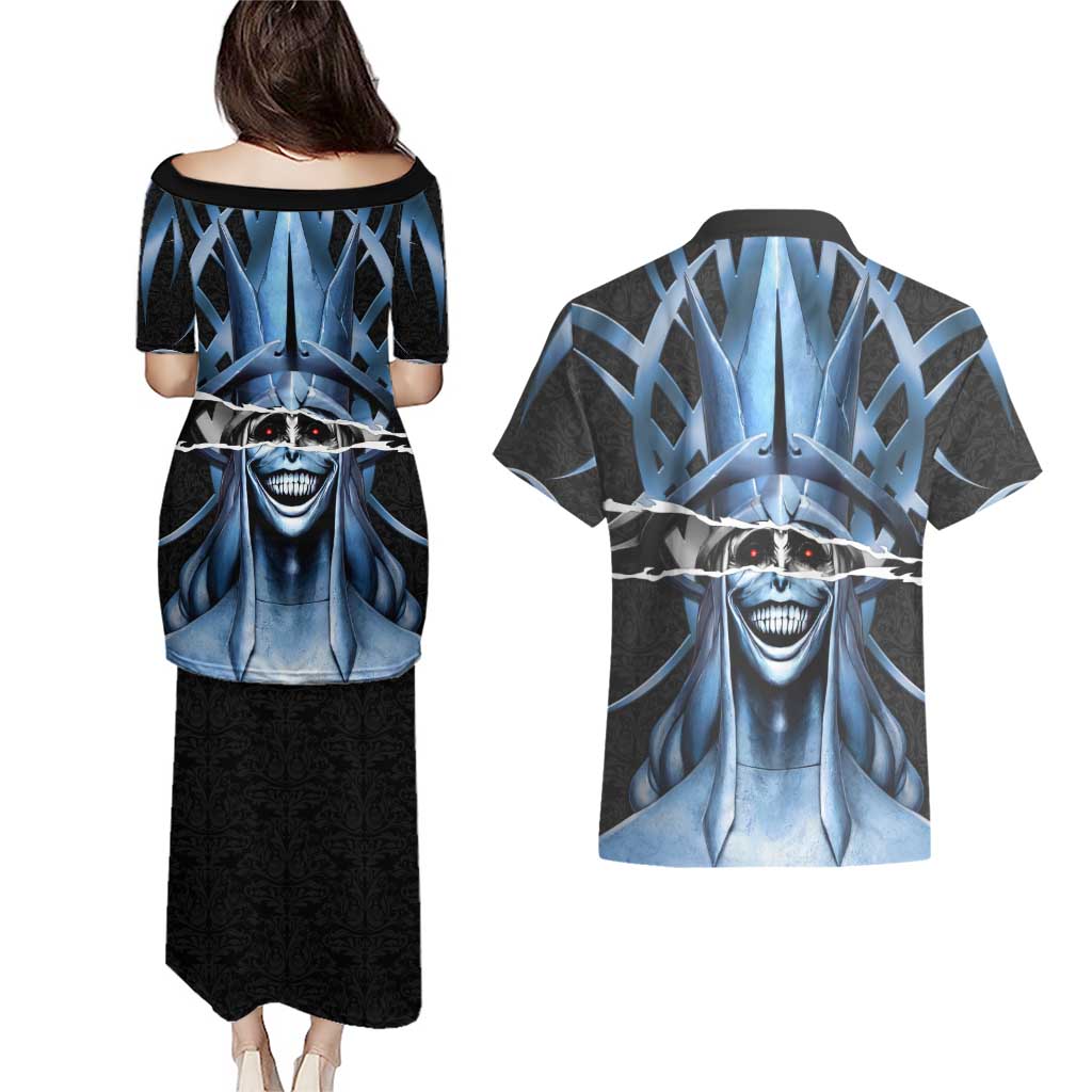 Statue of God Solo Leveling Couples Matching Puletasi and Hawaiian Shirt Dark Surreal Gothic Style