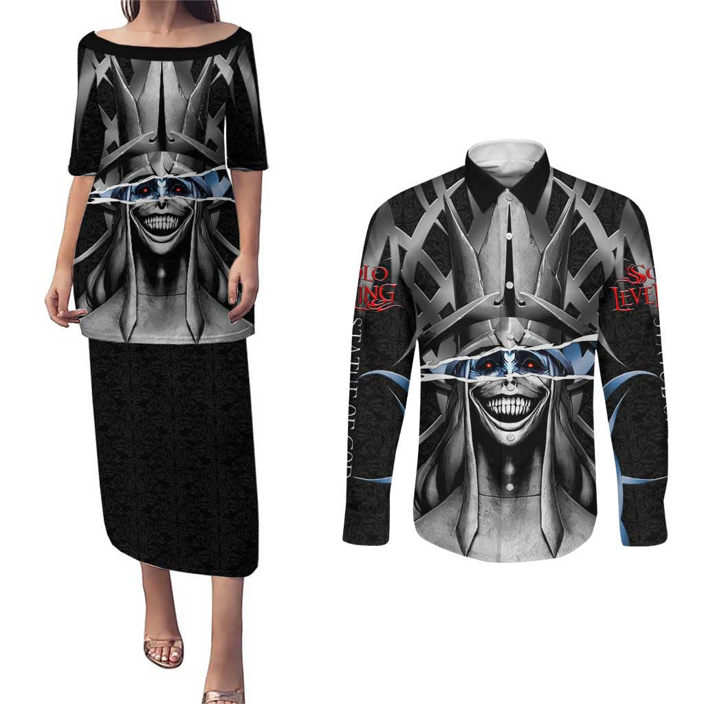 Statue of God Solo Leveling Couples Matching Puletasi and Long Sleeve Button Shirt Dark Surreal Gothic Style