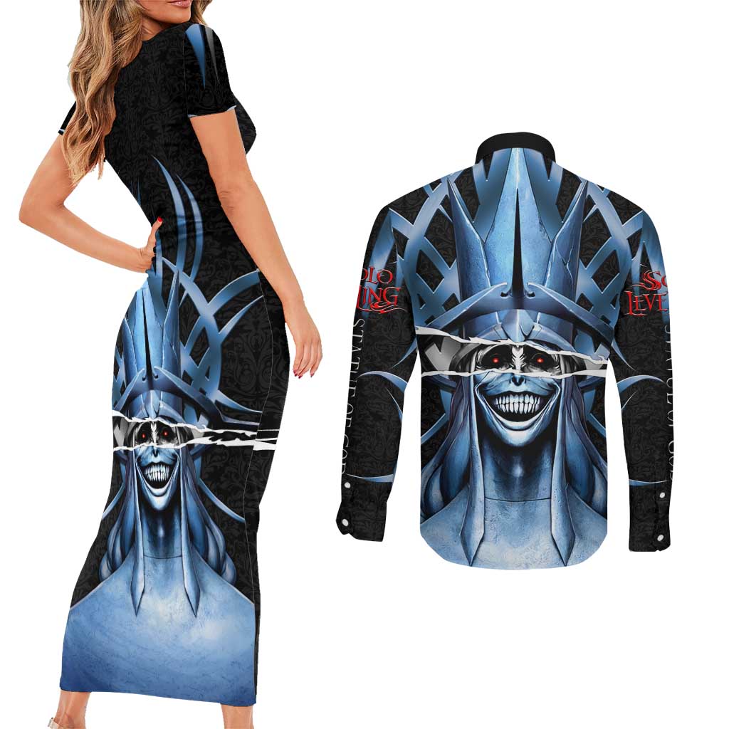 Statue of God Solo Leveling Couples Matching Short Sleeve Bodycon Dress and Long Sleeve Button Shirt Dark Surreal Gothic Style