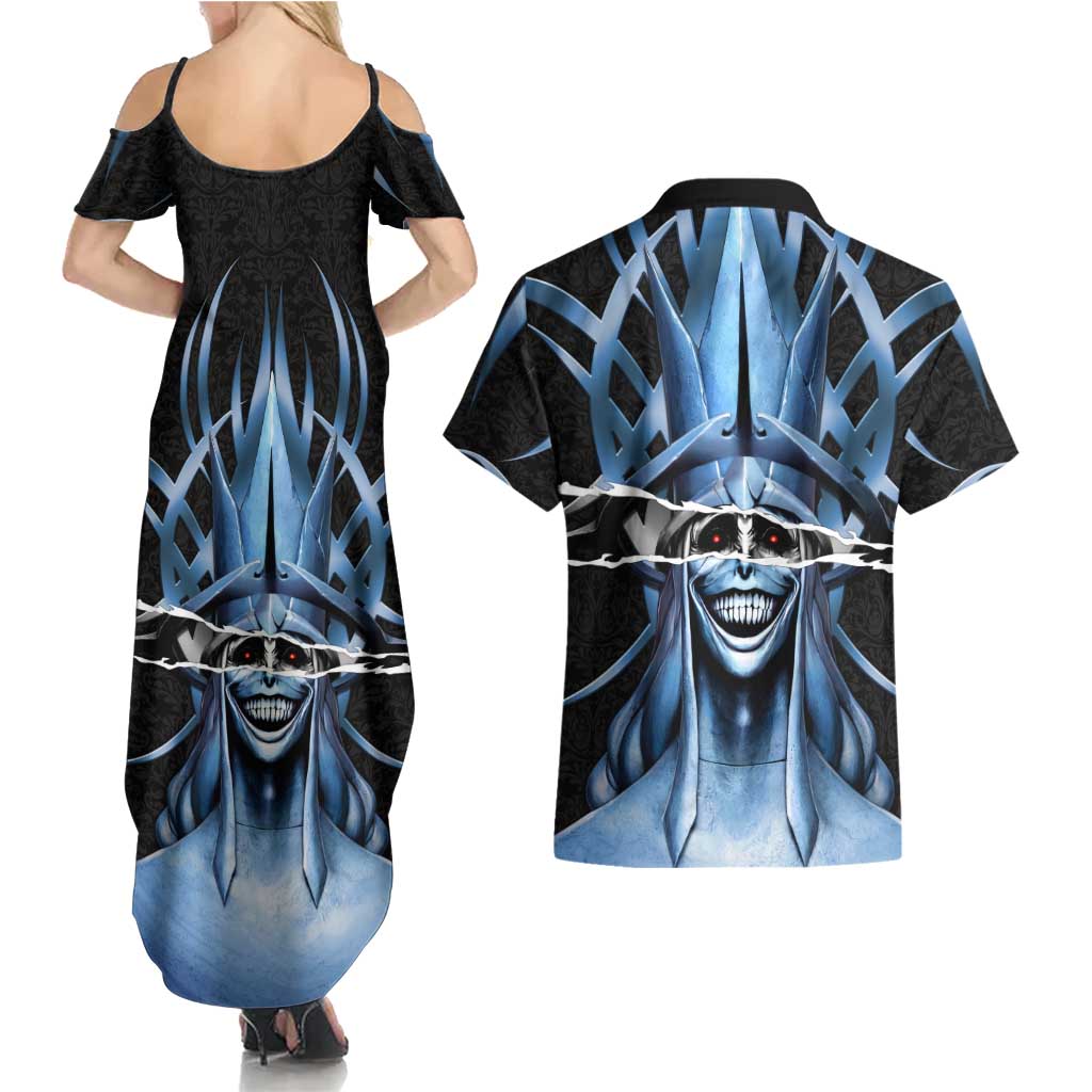 Statue of God Solo Leveling Couples Matching Summer Maxi Dress and Hawaiian Shirt Dark Surreal Gothic Style