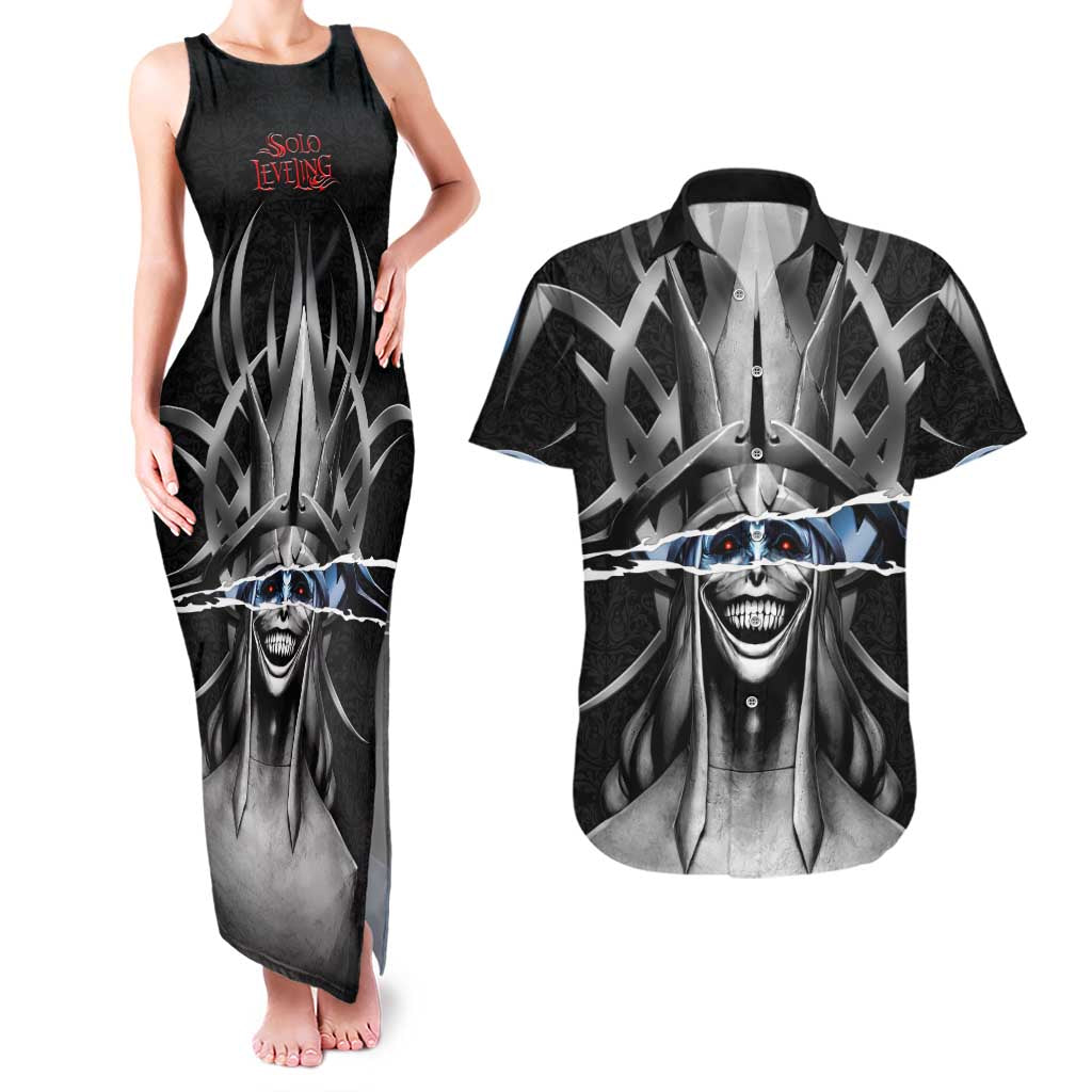 Statue of God Solo Leveling Couples Matching Tank Maxi Dress and Hawaiian Shirt Dark Surreal Gothic Style