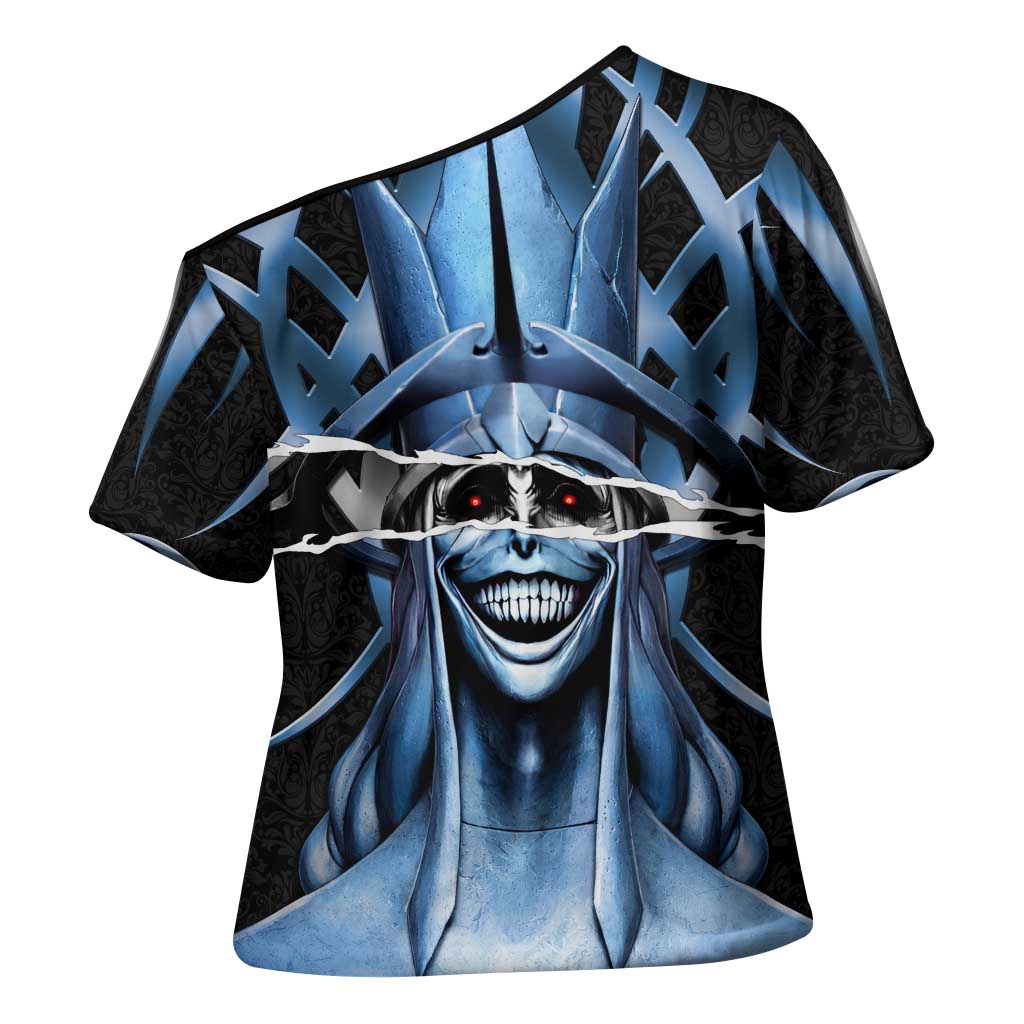 Statue of God Solo Leveling Cross Shoulder Shirt Dark Surreal Gothic Style