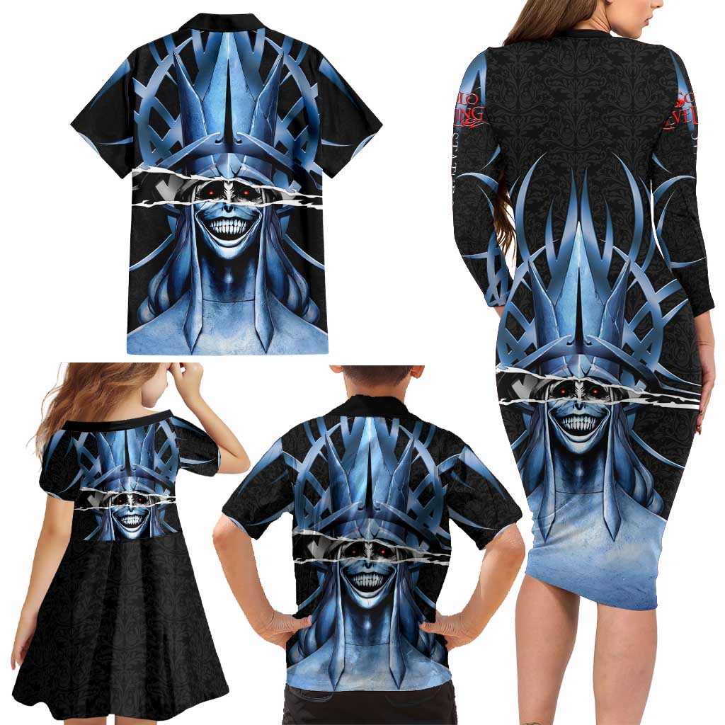 Statue of God Solo Leveling Family Matching Long Sleeve Bodycon Dress and Hawaiian Shirt Dark Surreal Gothic Style