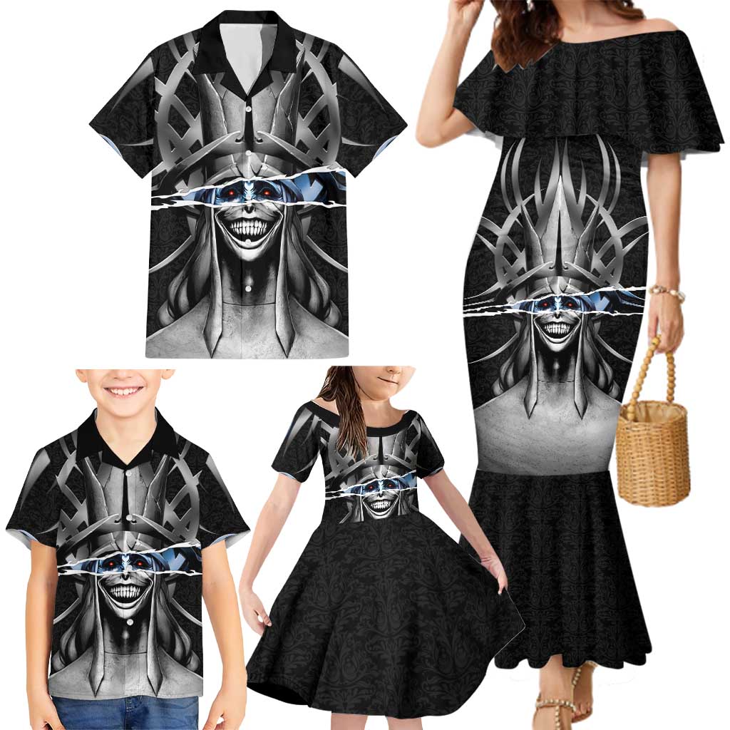 Statue of God Solo Leveling Family Matching Mermaid Dress and Hawaiian Shirt Dark Surreal Gothic Style