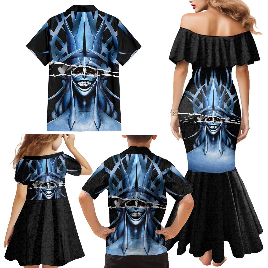 Statue of God Solo Leveling Family Matching Mermaid Dress and Hawaiian Shirt Dark Surreal Gothic Style