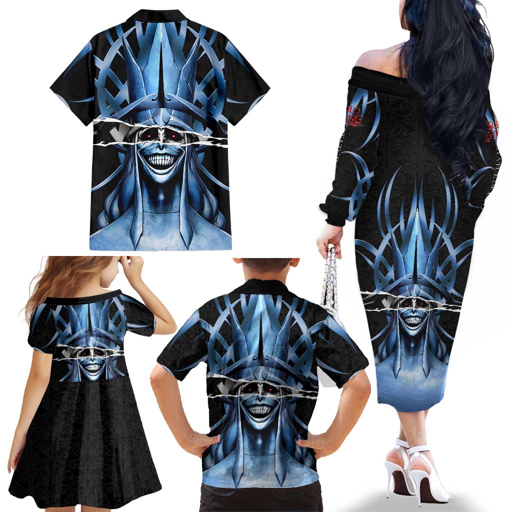 Statue of God Solo Leveling Family Matching Off The Shoulder Long Sleeve Dress and Hawaiian Shirt Dark Surreal Gothic Style