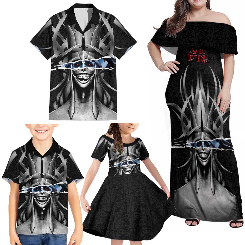 Statue of God Solo Leveling Family Matching Off Shoulder Maxi Dress and Hawaiian Shirt Dark Surreal Gothic Style