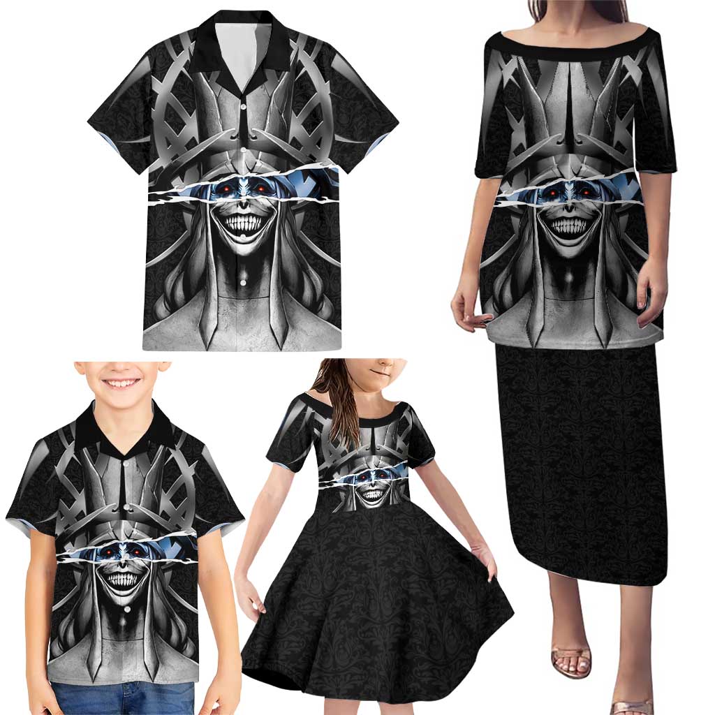 Statue of God Solo Leveling Family Matching Puletasi and Hawaiian Shirt Dark Surreal Gothic Style