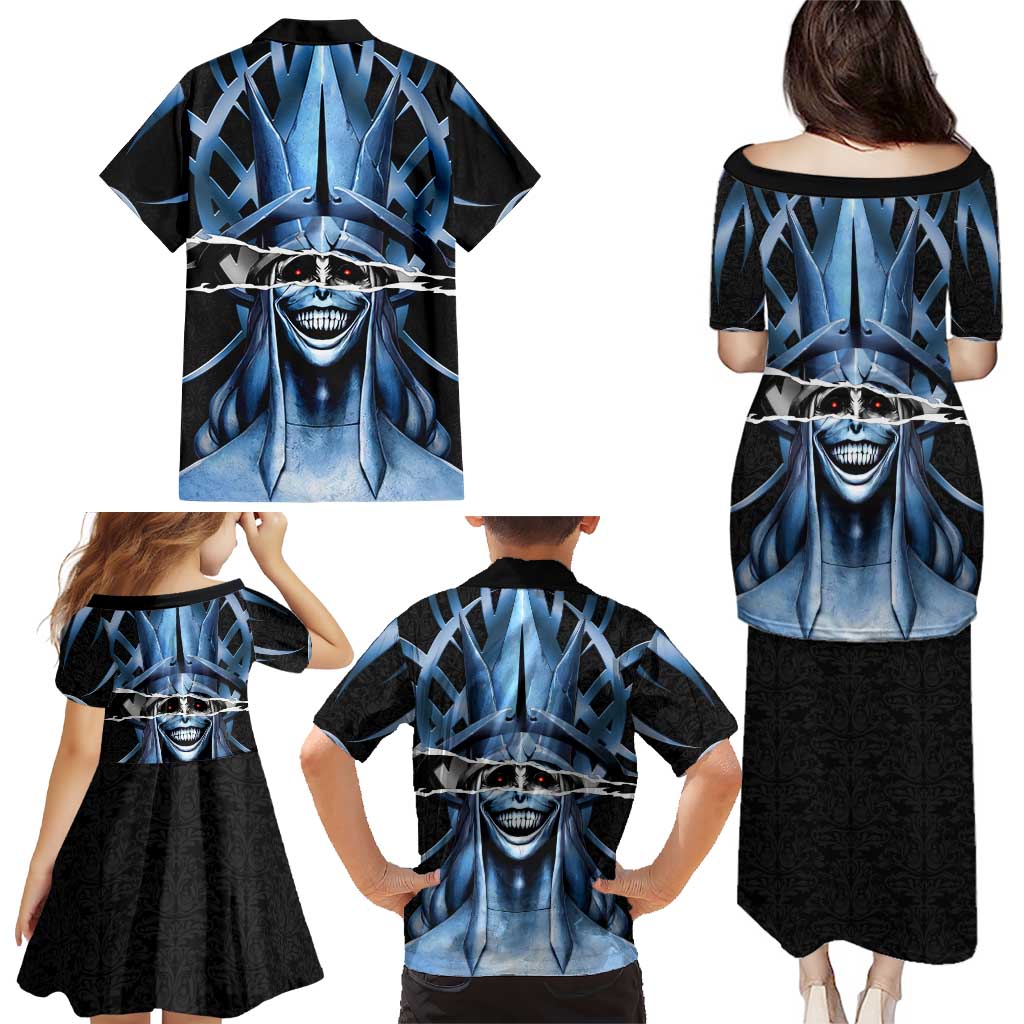 Statue of God Solo Leveling Family Matching Puletasi and Hawaiian Shirt Dark Surreal Gothic Style