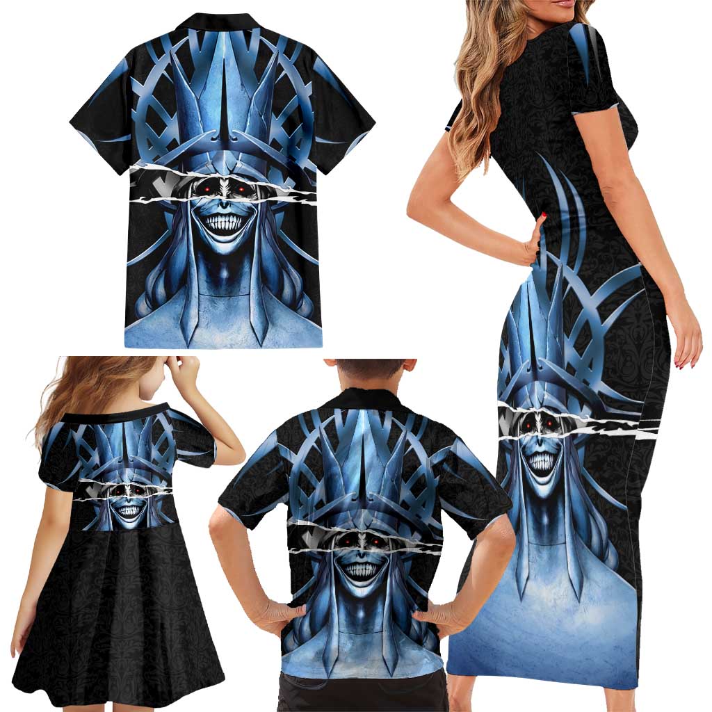 Statue of God Solo Leveling Family Matching Short Sleeve Bodycon Dress and Hawaiian Shirt Dark Surreal Gothic Style