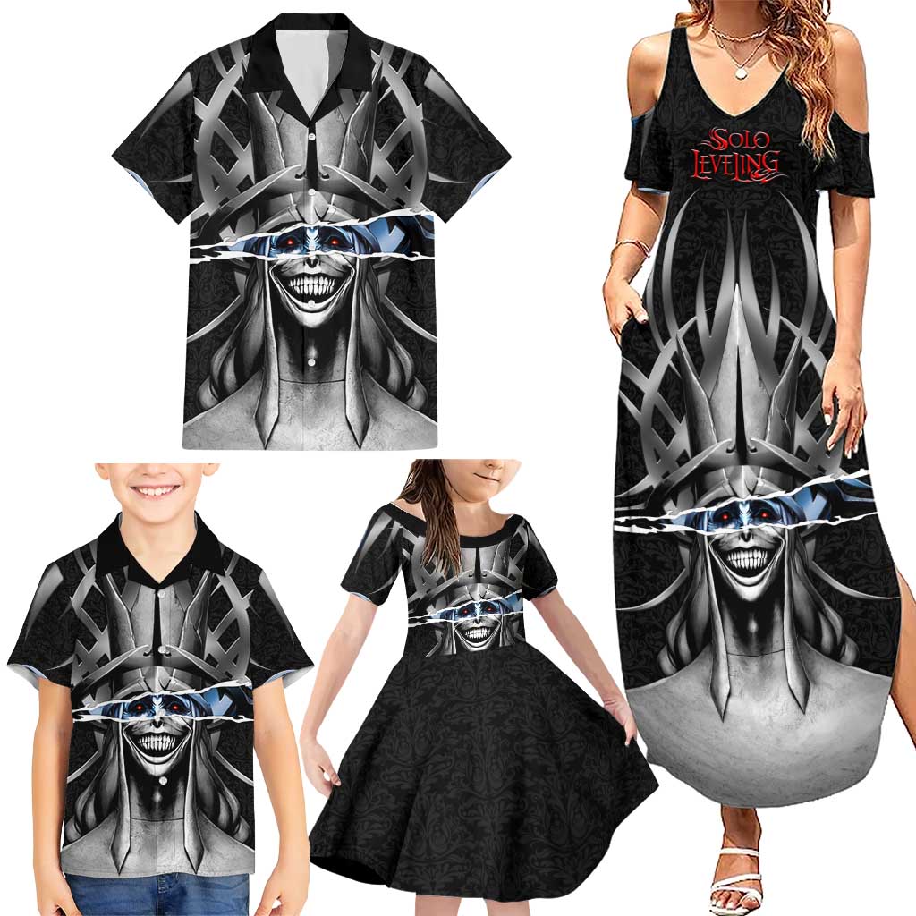 Statue of God Solo Leveling Family Matching Summer Maxi Dress and Hawaiian Shirt Dark Surreal Gothic Style