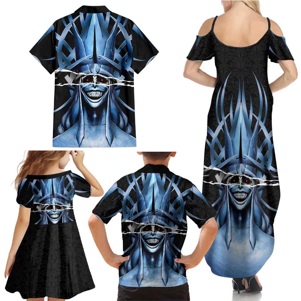 Statue of God Solo Leveling Family Matching Summer Maxi Dress and Hawaiian Shirt Dark Surreal Gothic Style