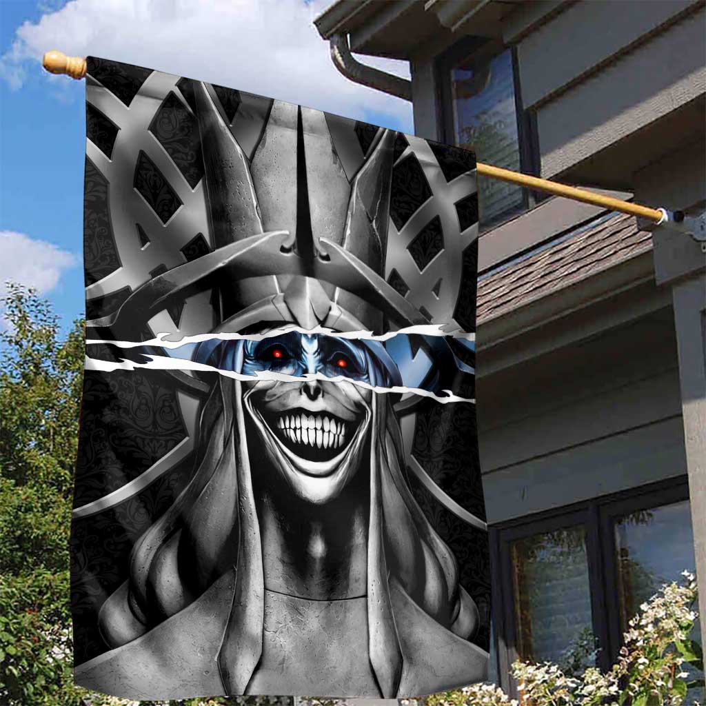 Statue of God Solo Leveling Garden Flag Dark Surreal Gothic Style