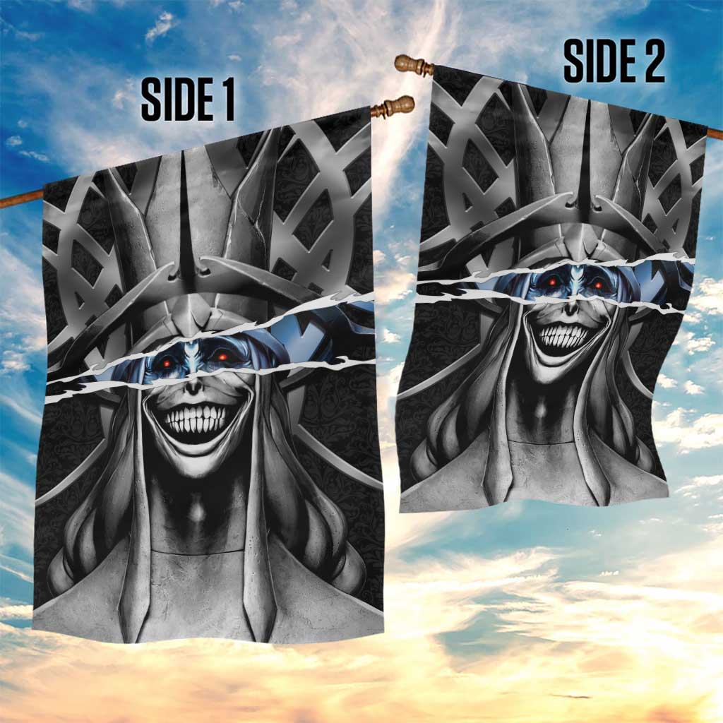 Statue of God Solo Leveling Garden Flag Dark Surreal Gothic Style