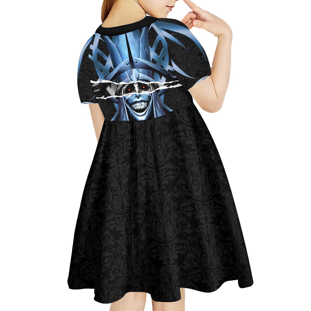 Statue of God Solo Leveling Kid Short Sleeve Dress Dark Surreal Gothic Style