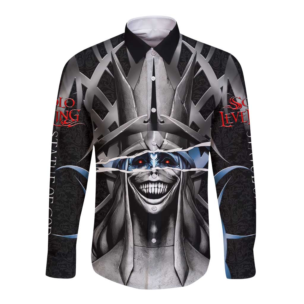 Statue of God Solo Leveling Long Sleeve Button Shirt Dark Surreal Gothic Style