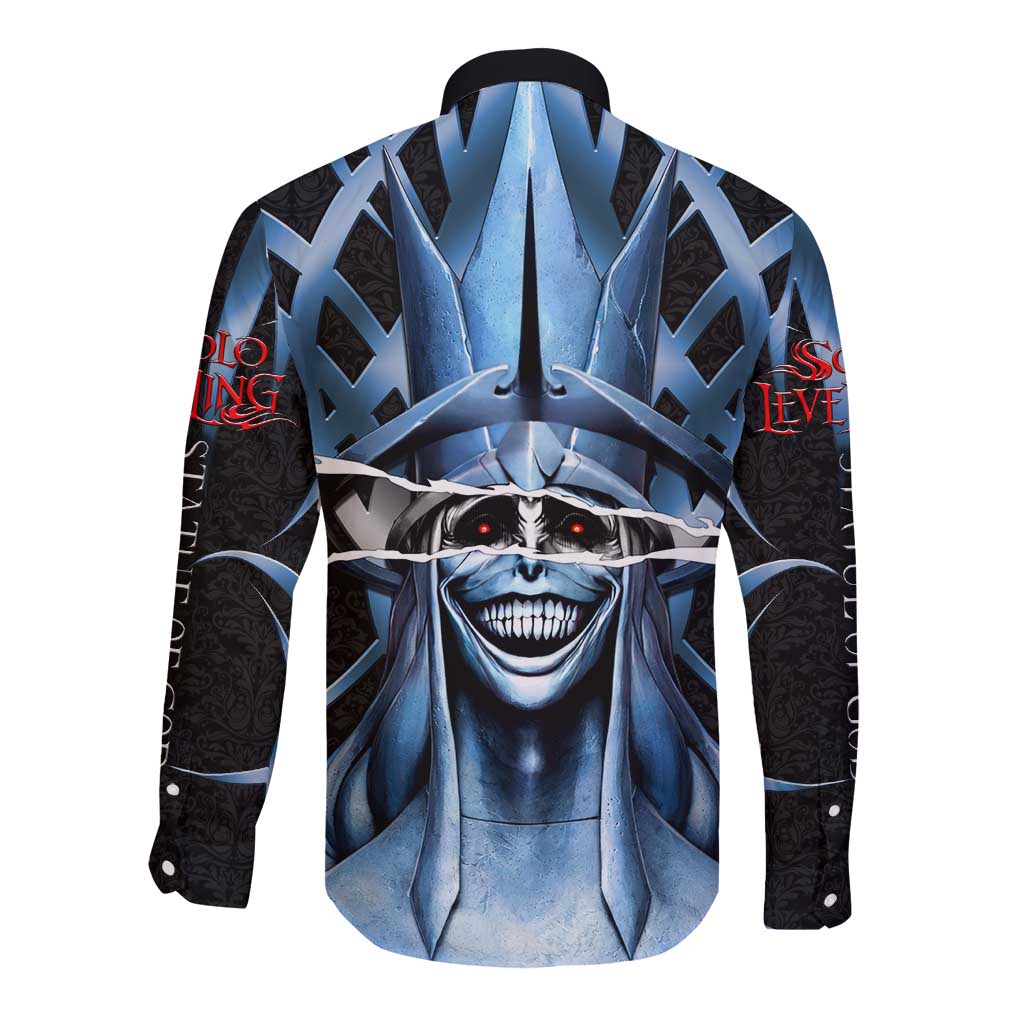 Statue of God Solo Leveling Long Sleeve Button Shirt Dark Surreal Gothic Style