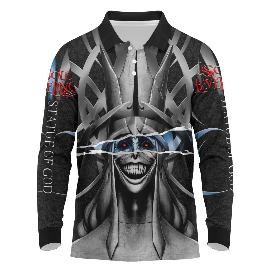 Statue of God Solo Leveling Long Sleeve Polo Shirt Dark Surreal Gothic Style